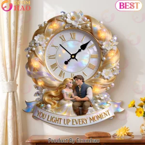 Personalized Fairytale Couple Anniversary Gift You Light Up Every Moment Hanging Wall Clock