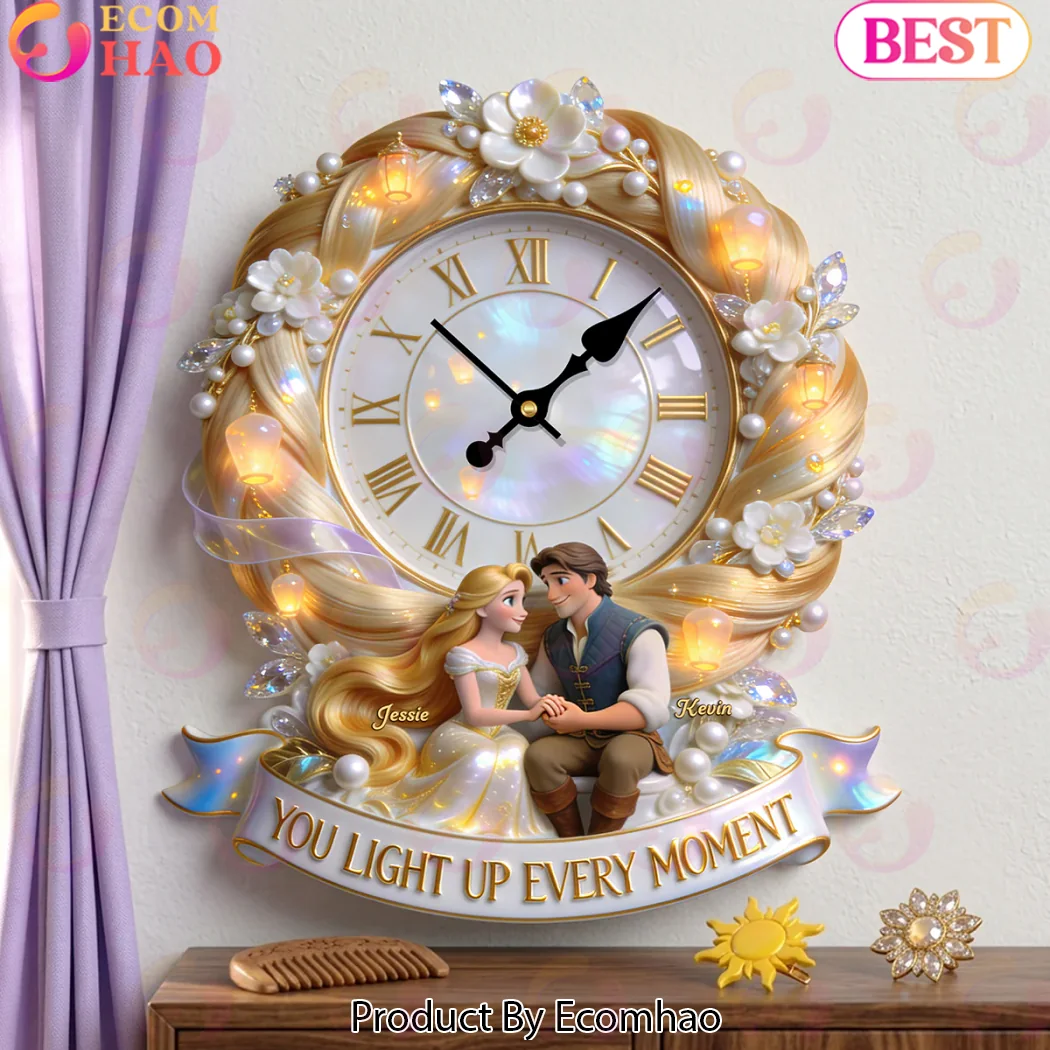 Personalized Fairytale Couple Anniversary Gift You Light Up Every Moment Hanging Wall Clock Personalized Fairytale Couple Anniversary Gift You Light Up Every Moment Hanging Wall Clock