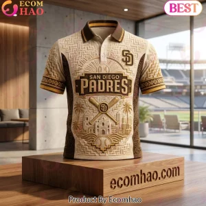 San Diego Padres Premium 3D Embossed Aztec Textured Polo Shirt