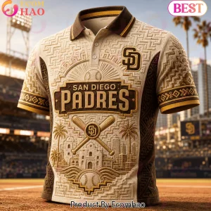 San Diego Padres Premium 3D Embossed Aztec Textured Polo Shirt