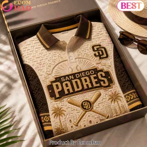 San Diego Padres Premium 3D Embossed Aztec Textured Polo Shirt