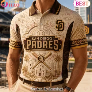San Diego Padres Premium 3D Embossed Aztec Textured Polo Shirt