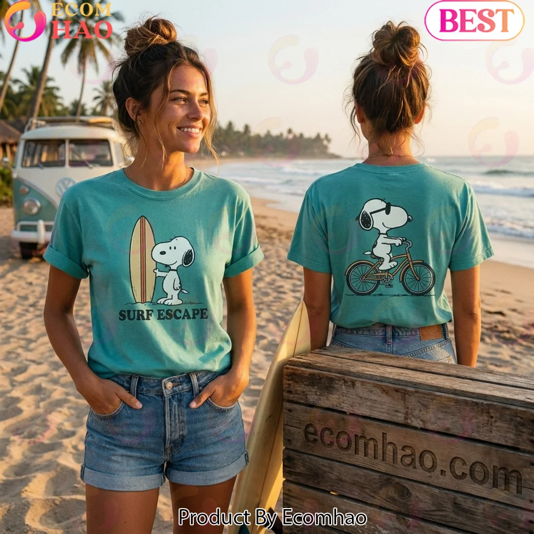 Snoopy Surf Escape Sun Sand and Beach Vibes Retro Vintage Graphic T-Shirt Snoopy Surf Escape Sun Sand and Beach Vibes Retro Vintage Graphic T-Shirt