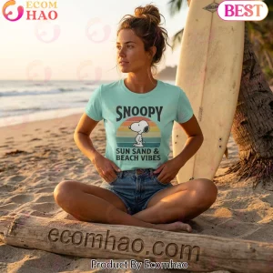 Snoopy Surf Escape Sun Sand and Beach Vibes Retro Vintage Graphic T-Shirt