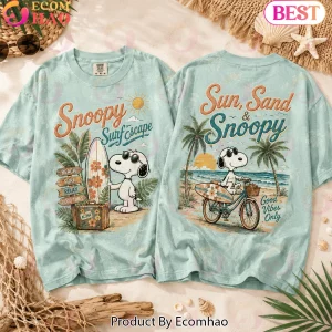 Snoopy Surf Escape Sun Sand and Beach Vibes Retro Vintage Graphic T-Shirt