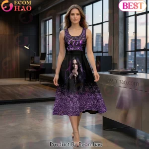 Ozzy Osbourne Just A Girl Who Loves Ozzy Purple Glitter Heavy Metal Sleeveless Knee-Length Dress