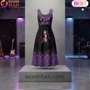 Ozzy Osbourne Just A Girl Who Loves Ozzy Purple Glitter Heavy Metal Sleeveless Knee-Length Dress