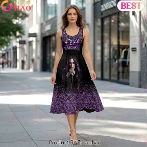 Ozzy Osbourne Just A Girl Who Loves Ozzy Purple Glitter Heavy Metal Sleeveless Knee-Length Dress