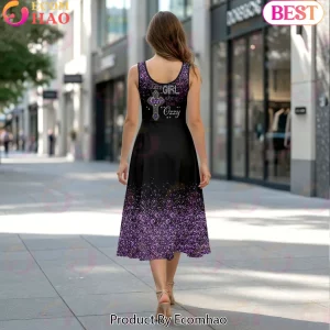 Ozzy Osbourne Just A Girl Who Loves Ozzy Purple Glitter Heavy Metal Sleeveless Knee-Length Dress