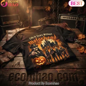 Life Is Scary Without Motorhead Halloween Spooky Rock Band Orange Graphic T-Shirt