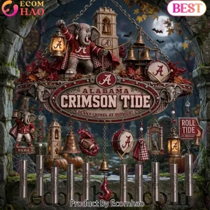 Alabama Crimson Tide Denny Chimes at Midnight Halloween Spooky Big Al Mascot Outdoor Garden Wind Chime