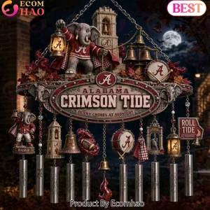 Alabama Crimson Tide Denny Chimes at Midnight Halloween Spooky Big Al Mascot Outdoor Garden Wind Chime