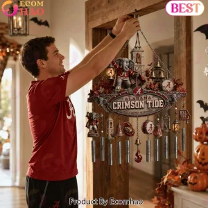 Alabama Crimson Tide Denny Chimes at Midnight Halloween Spooky Big Al Mascot Outdoor Garden Wind Chime