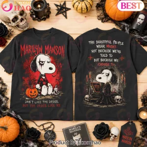 Marilyn Manson Snoopy Mashup Goth Halloween Graphic T-Shirt