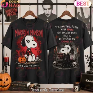Marilyn Manson Snoopy Mashup Goth Halloween Graphic T-Shirt