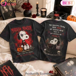 Marilyn Manson Snoopy Mashup Goth Halloween Graphic T-Shirt