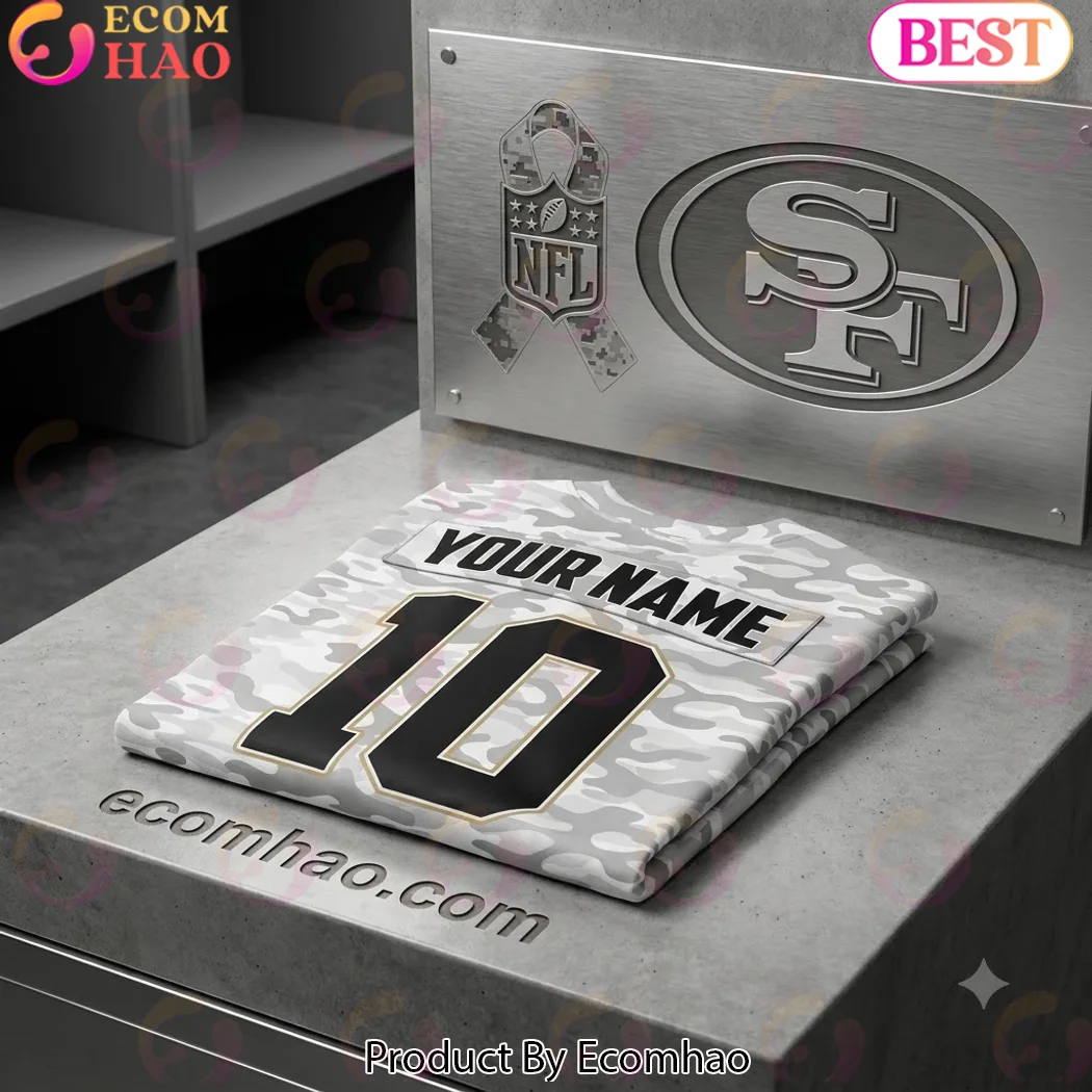 San Francisco 49ers Salute to Service Personalized White Camo Custom Name and Number 3D T-Shirt San Francisco 49ers Salute to Service Personalized White Camo Custom Name and Number 3D T-Shirt