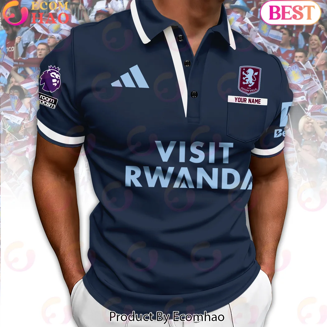 Personalized Aston Villa FC Claret Custom Name Football Fan Polo Shirt Personalized Aston Villa FC Claret Custom Name Football Fan Polo Shirt