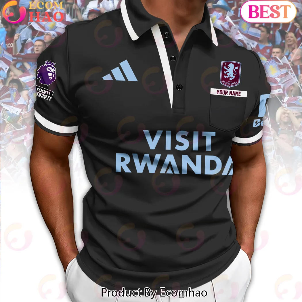 Personalized Aston Villa FC Claret Custom Name Football Fan Polo Shirt Personalized Aston Villa FC Claret Custom Name Football Fan Polo Shirt