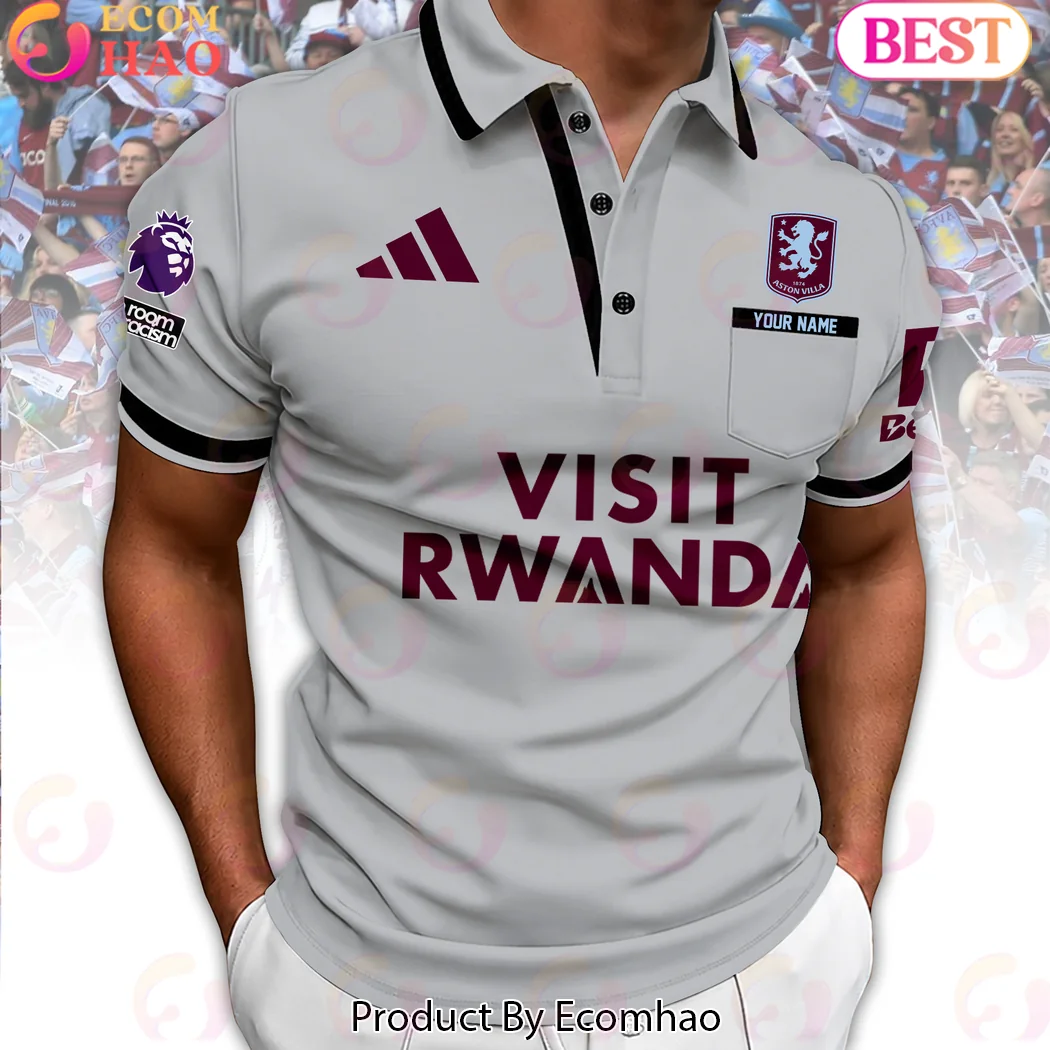 Personalized Aston Villa FC Claret Custom Name Football Fan Polo Shirt Personalized Aston Villa FC Claret Custom Name Football Fan Polo Shirt