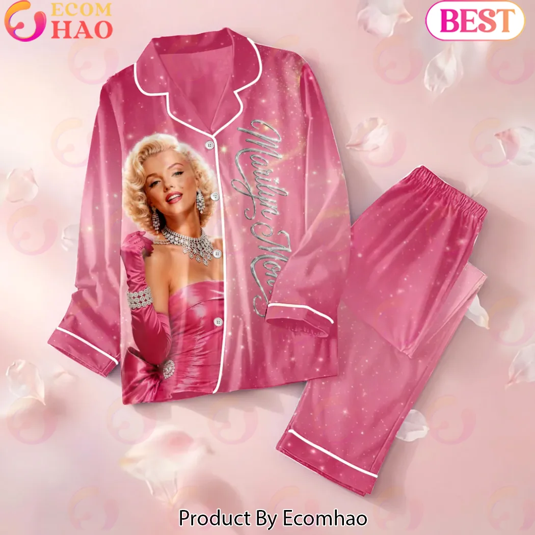 Marilyn Monroe 100th Anniversary Pink Hollywood Glamour Luxury Sleepwear Satin Pajama Set Marilyn Monroe 100th Anniversary Pink Hollywood Glamour Luxury Sleepwear Satin Pajama Set