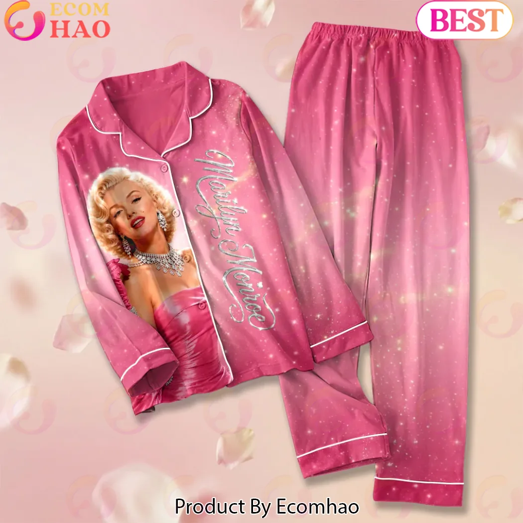 Marilyn Monroe 100th Anniversary Pink Hollywood Glamour Luxury Sleepwear Satin Pajama Set Marilyn Monroe 100th Anniversary Pink Hollywood Glamour Luxury Sleepwear Satin Pajama Set