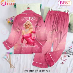 Marilyn Monroe 100th Anniversary Pink Hollywood Glamour Luxury Sleepwear Satin Pajama Set