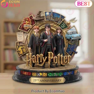 Harry Potter 25th Anniversary Hogwarts Golden Trio Commemorative Collectible Custom Shape Acrylic Plaque