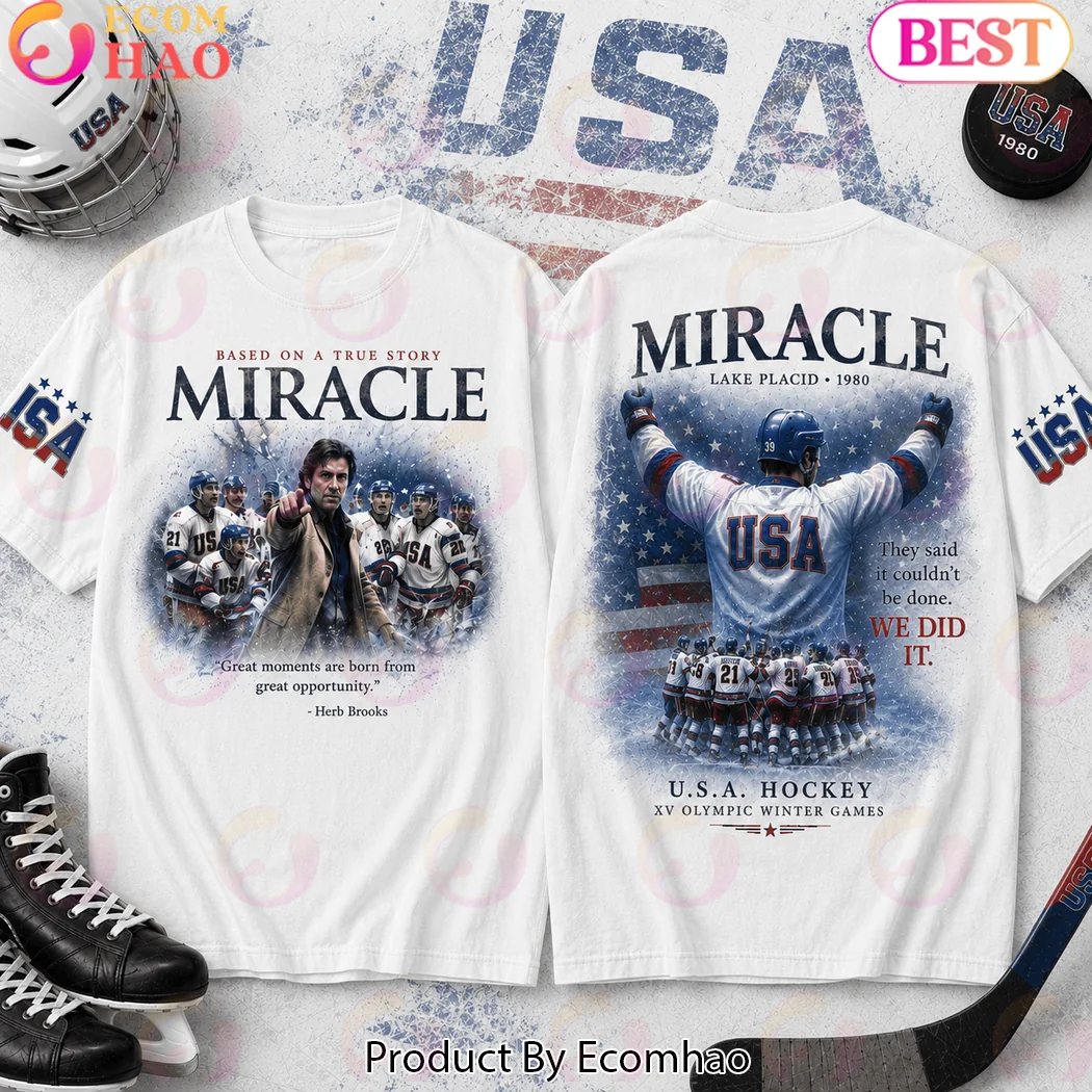 Miracle On Ice 1980 USA Hockey Herb Brooks Vintage Graphic T-Shirt Miracle On Ice 1980 USA Hockey Herb Brooks Vintage Graphic T-Shirt