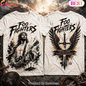 Foo Fighters Jesus Playing Guitar Stand Firm Fight With Faith Vintage Graphic T-Shirt
