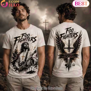 Foo Fighters Jesus Playing Guitar Stand Firm Fight With Faith Vintage Graphic T-Shirt