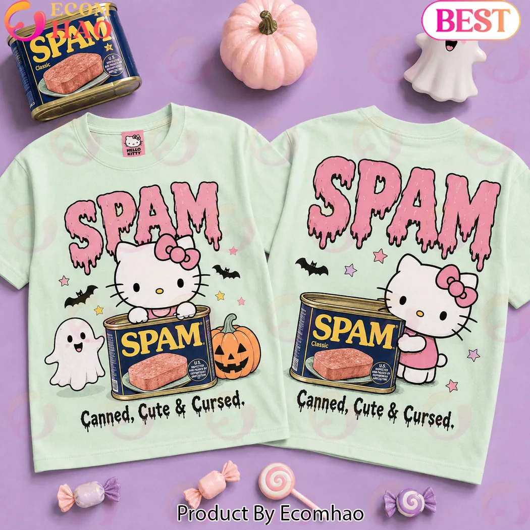 Hello Kitty x SPAM Canned Cute and Cursed Spooky Halloween Mint Green Graphic T-Shirt Hello Kitty x SPAM Canned Cute and Cursed Spooky Halloween Mint Green Graphic T-Shirt