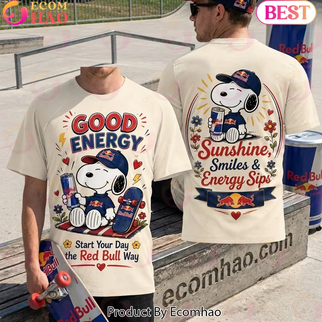 Snoopy x Red Bull Good Energy Vintage Cartoon Skateboard Cream Retro All Over Print 3D Graphic T-Shirt Snoopy x Red Bull Good Energy Vintage Cartoon Skateboard Cream Retro All Over Print 3D Graphic T-Shirt