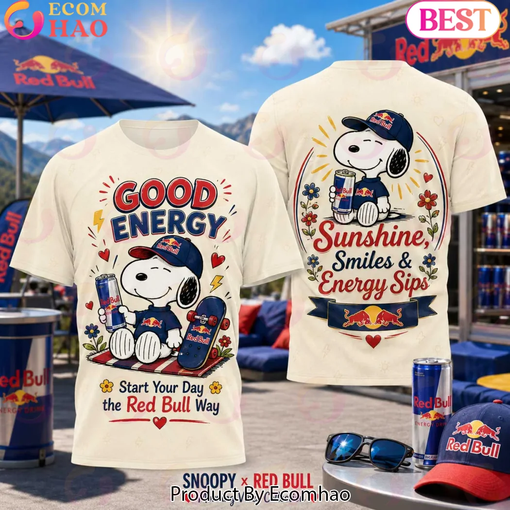 Snoopy x Red Bull Good Energy Vintage Cartoon Skateboard Cream Retro All Over Print 3D Graphic T-Shirt Snoopy x Red Bull Good Energy Vintage Cartoon Skateboard Cream Retro All Over Print 3D Graphic T-Shirt