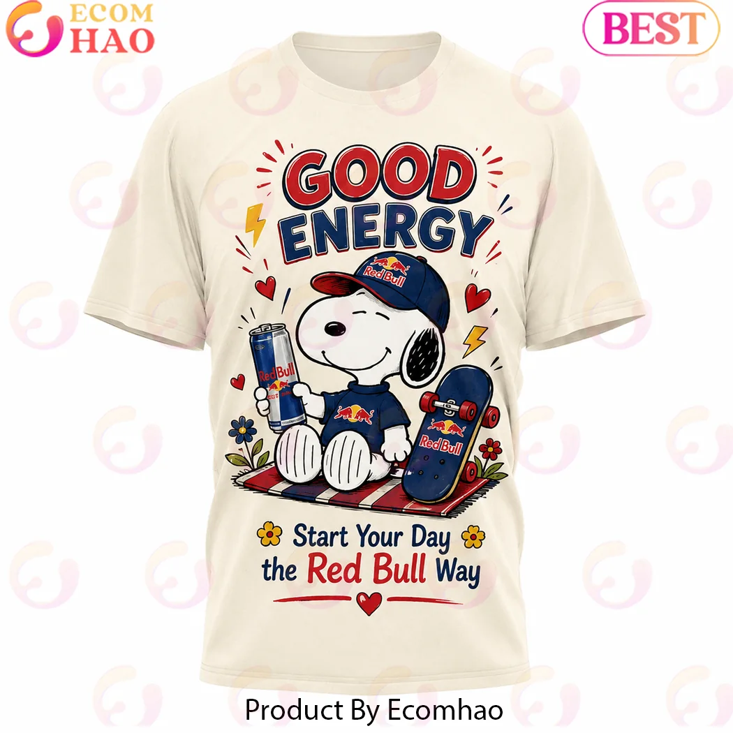Snoopy x Red Bull Good Energy Vintage Cartoon Skateboard Cream Retro All Over Print 3D Graphic T-Shirt Snoopy x Red Bull Good Energy Vintage Cartoon Skateboard Cream Retro All Over Print 3D Graphic T-Shirt