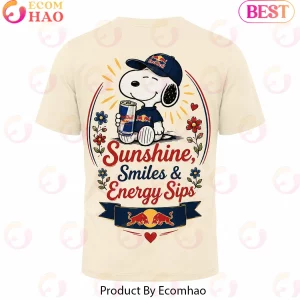 Snoopy x Red Bull Good Energy Vintage Cartoon Skateboard Cream Retro All Over Print 3D Graphic T-Shirt
