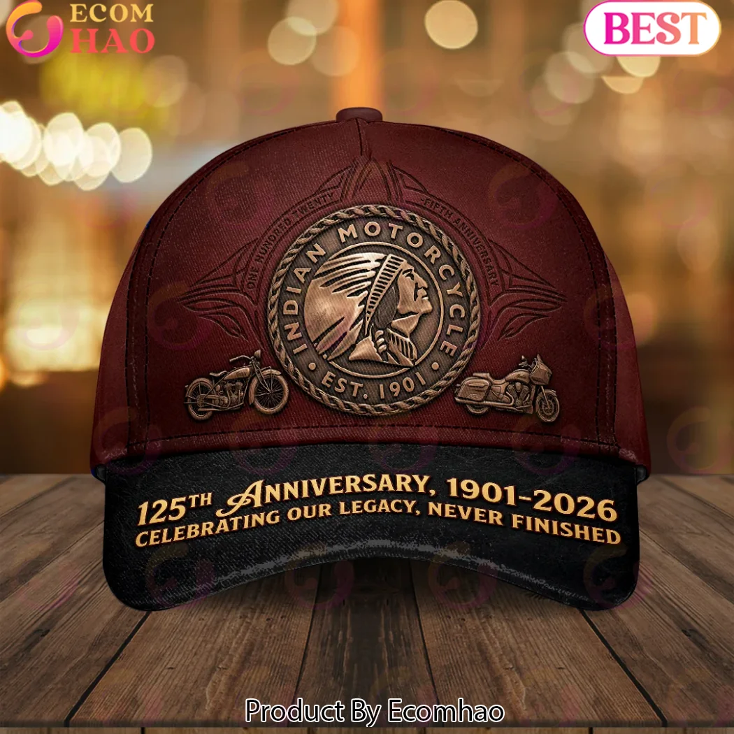 Indian Motorcycle 125th Anniversary 1901-2026 Commemorative Vintage Est 1901 Baseball Cap Indian Motorcycle 125th Anniversary 1901-2026 Commemorative Vintage Est 1901 Baseball Cap