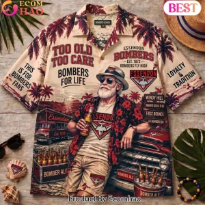 Essendon Bombers Too Old Too Care Vintage AFL Fan Premium Tropical Hawaiian Shirt