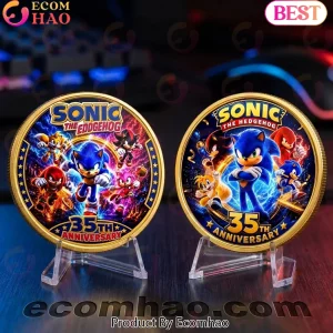 Sonic the Hedgehog 35th Anniversary Premium Gold Plated Limited Edition Gamer Gift Commemorative Coin