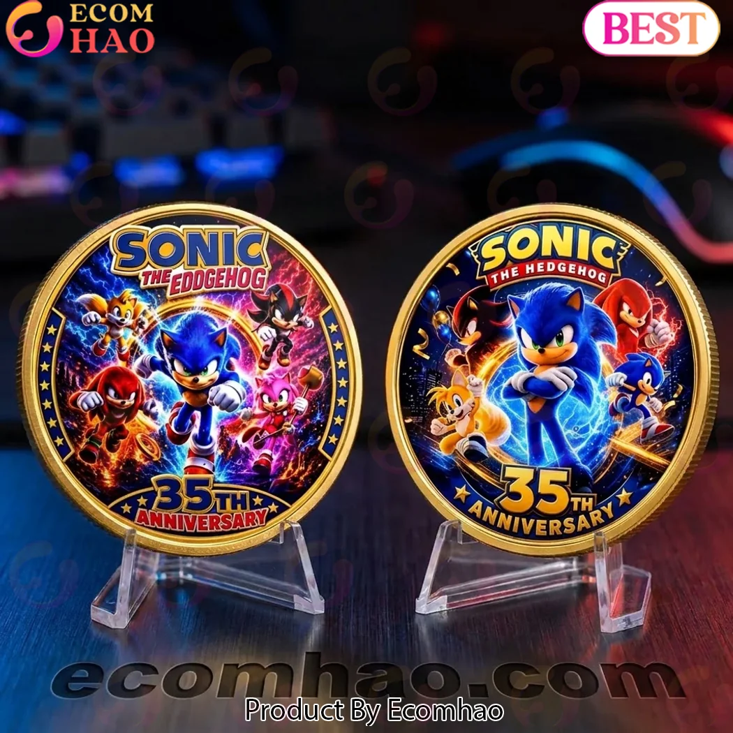 Sonic the Hedgehog 35th Anniversary Premium Gold Plated Limited Edition Gamer Gift Commemorative Coin Sonic the Hedgehog 35th Anniversary Premium Gold Plated Limited Edition Gamer Gift Commemorative Coin