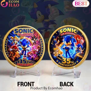 Sonic the Hedgehog 35th Anniversary Premium Gold Plated Limited Edition Gamer Gift Commemorative Coin