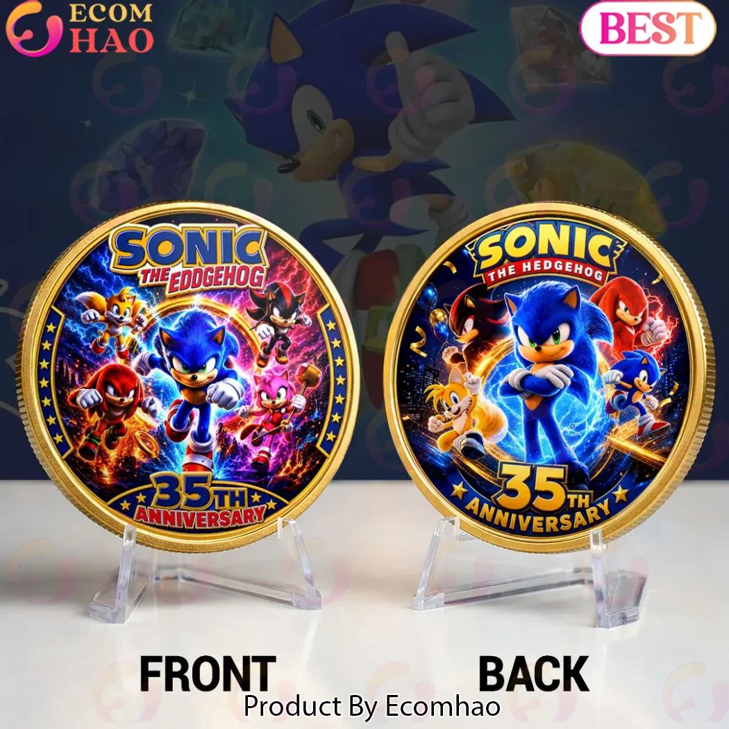 Sonic the Hedgehog 35th Anniversary Premium Gold Plated Limited Edition Gamer Gift Commemorative Coin Sonic the Hedgehog 35th Anniversary Premium Gold Plated Limited Edition Gamer Gift Commemorative Coin