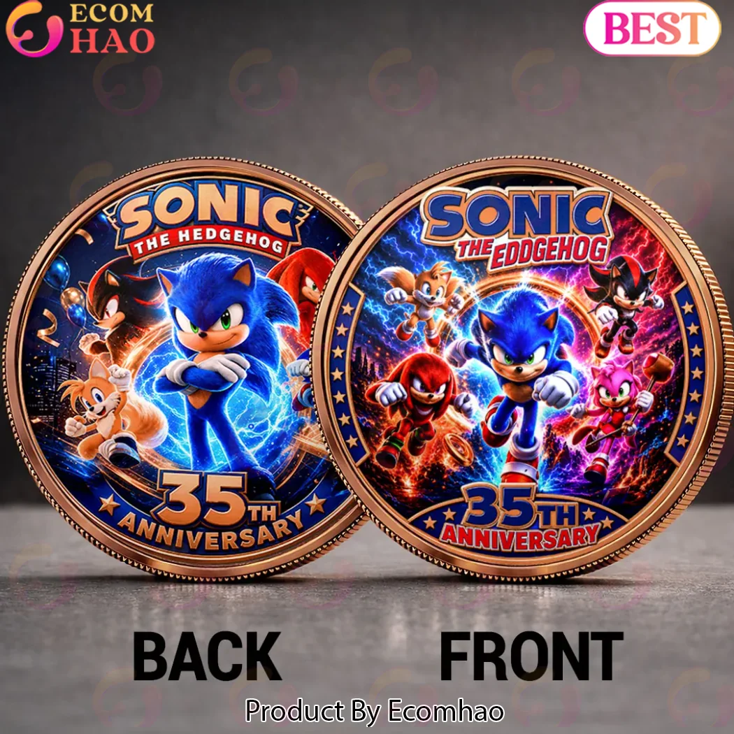 Sonic the Hedgehog 35th Anniversary Premium Gold Plated Limited Edition Gamer Gift Commemorative Coin Sonic the Hedgehog 35th Anniversary Premium Gold Plated Limited Edition Gamer Gift Commemorative Coin