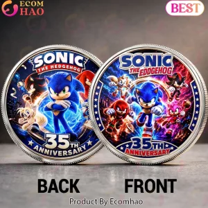 Sonic the Hedgehog 35th Anniversary Premium Gold Plated Limited Edition Gamer Gift Commemorative Coin
