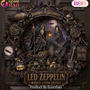 Led Zeppelin Stairway to Halloween Whole Lotta Fright Gothic Rock Music Spooky Halloween Door Wreath
